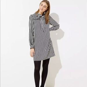 LOFT Striped Tie Neck Dress